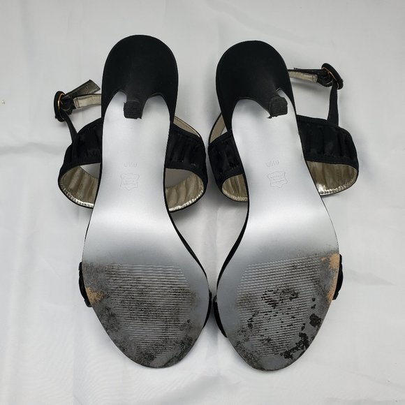 Caparros Open Toe Sling Back Strap Satin High Heel Sandals Black Colour - Picture 7 of 7
